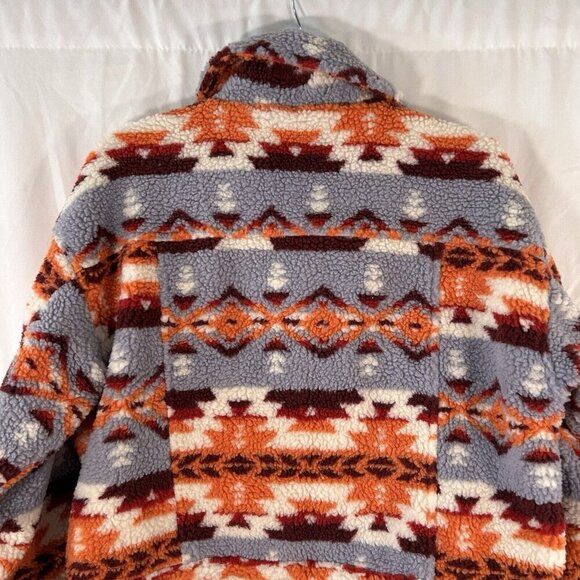 Forever 21 Jacket Women's Large White Orange Aztec Striped Button Up Pockets - Picture 6 of 8